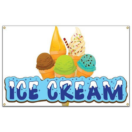 Signmission Ice Cream Banner Concession Stand Food Truck Single Sided B-Ice Cream19